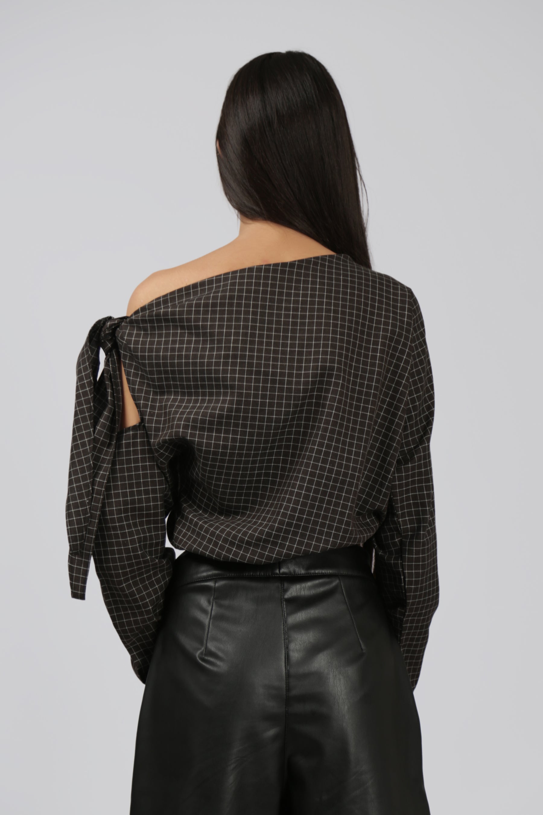 Checkered Top with Side Tie