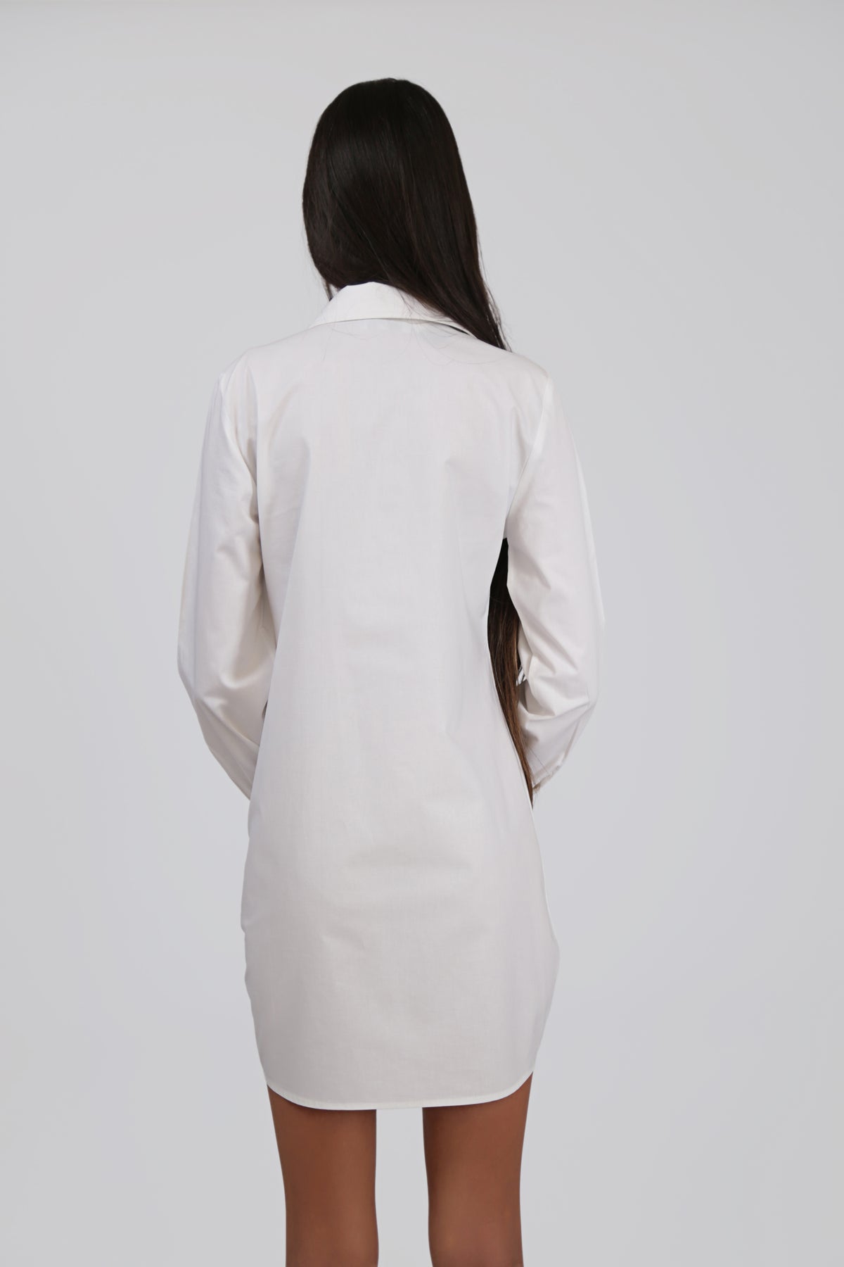 White Fitted Mini Shirt Dress