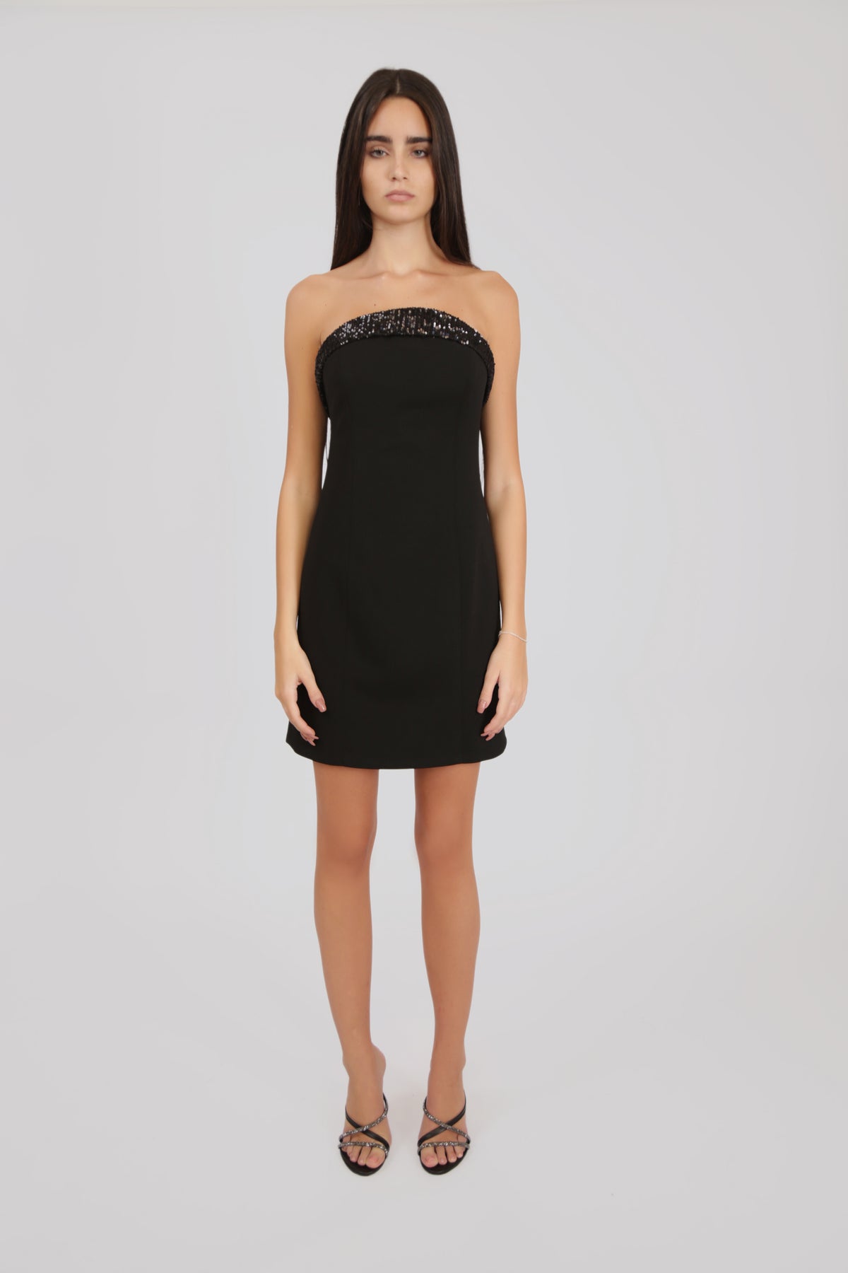Black Sequined Mini Dress