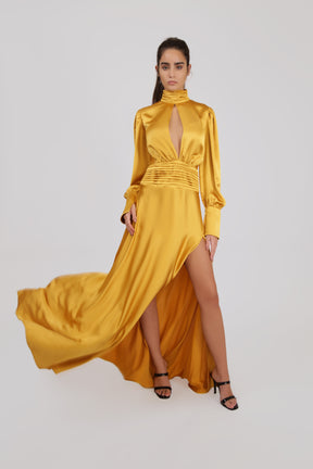 Satin Maxi Dress with Front Slit