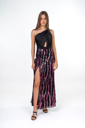 Sequined Maxi Dress With Frontal Slit