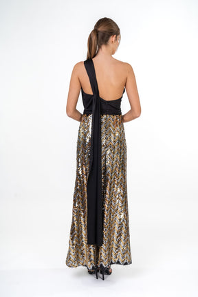 Sequined Maxi Dress With Frontal Slit