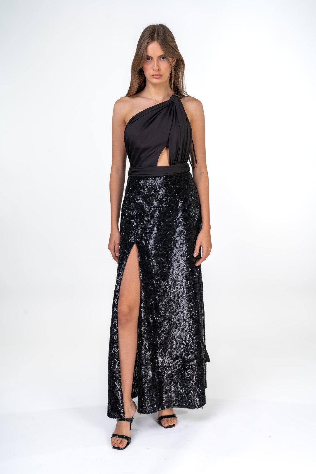 Sequined Maxi Dress With Frontal Slit