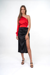 One Shoulder Satin Top