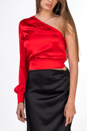 One Shoulder Satin Top