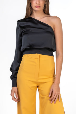 One Shoulder Satin Top