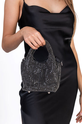 Sequined Shoulder Bag With Metallic Handle